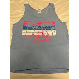 Gildan Ultra Cotton Beta Theta Spike Volleyball Graphic Tank Top Blue Men's M
